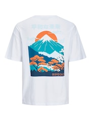 Biały - JACK & JONES Short Sleeve Back Printed T-Shirt - Image 6 of 6