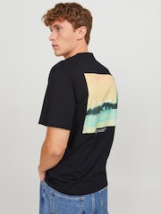 JACK & JONES Black Short Sleeve Back Printed T-Shirt - Image 1 of 8