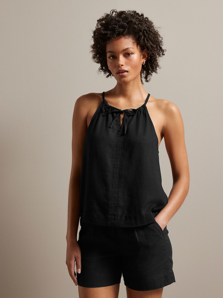 Black Linen Blend Cami Top - Image 1 of 5
