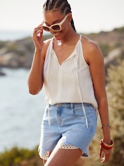 White Linen Blend Cami Top - Image 2 of 5