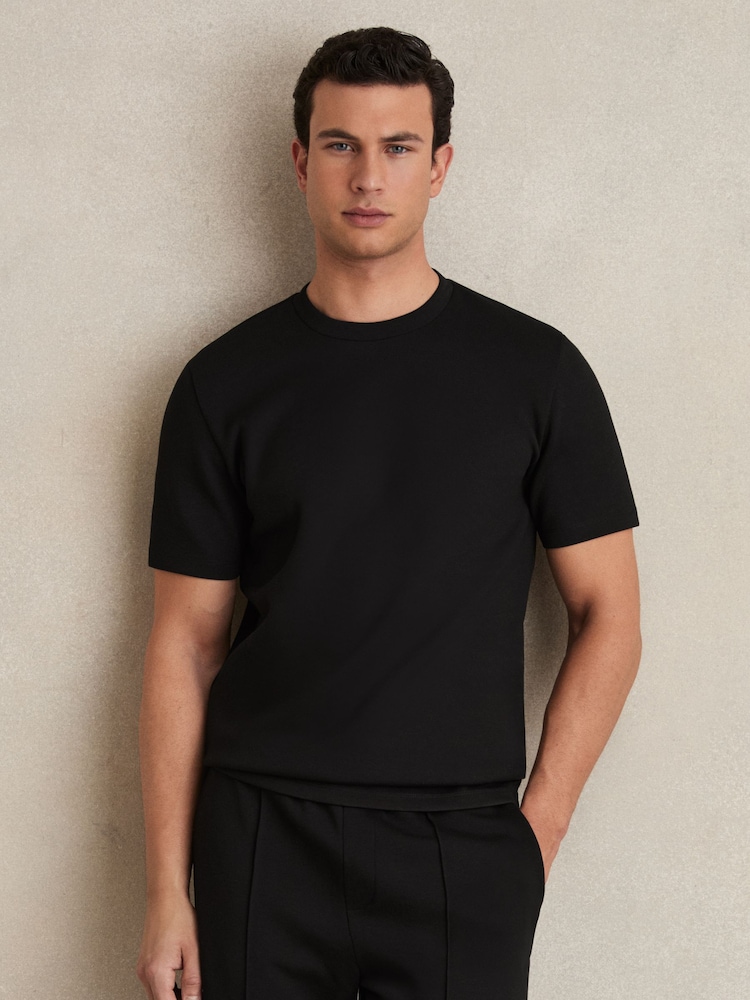 Черный - трикотажная футболка с круглым вырезом Reiss Bradley - Image 1 of 6