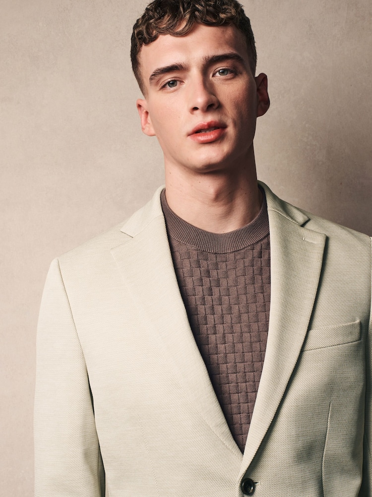 Neutral Motionflex Stretch Textured Jersey Blazer - Image 1 of 8