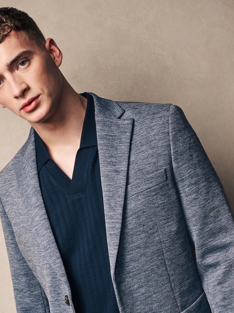 Blue Motionflex Stretch Textured Jersey Blazer - Image 1 of 10