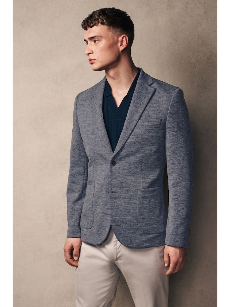 Blue Motionflex Stretch Textured Jersey Blazer - Image 2 of 10