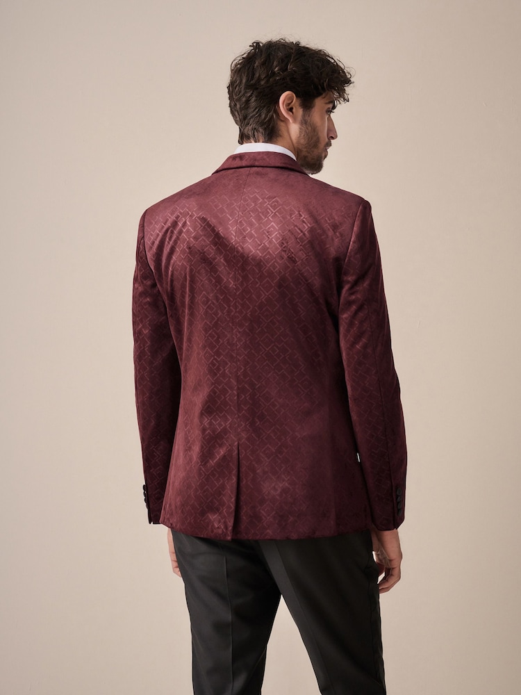 Rouge bordeaux - Blazer en velours à motifs - Image 3 of 11