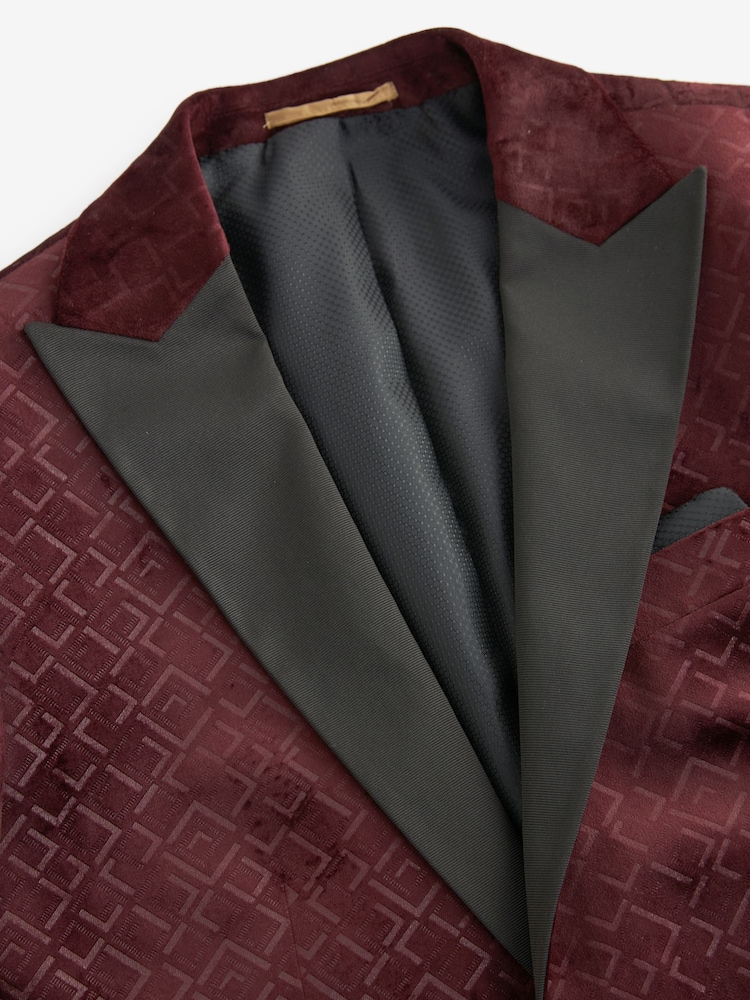 Rouge bordeaux - Blazer en velours à motifs - Image 8 of 11