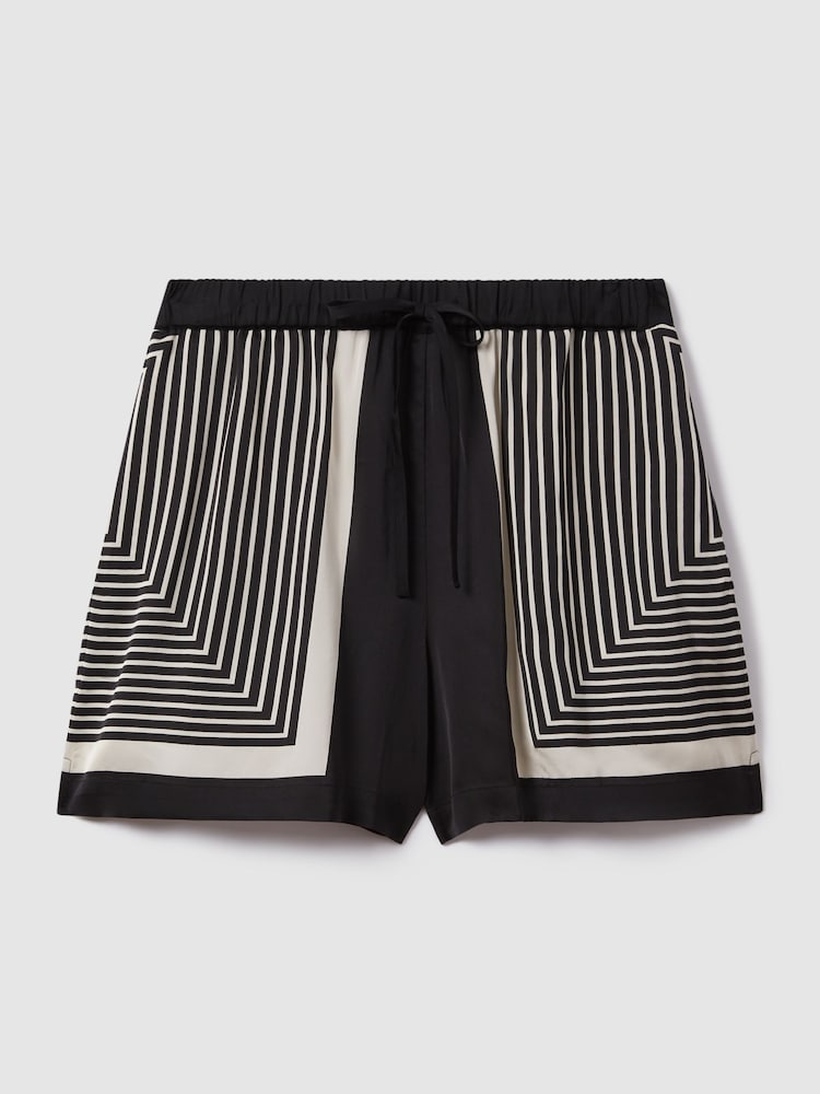 Reiss Black Lilia Printed Drawstring Shorts - Image 2 of 6