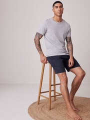 Grey/Navy Blue Lasting Fresh Cotton Rich Pyjamas Shorts 2 Pack - Image 7 of 11