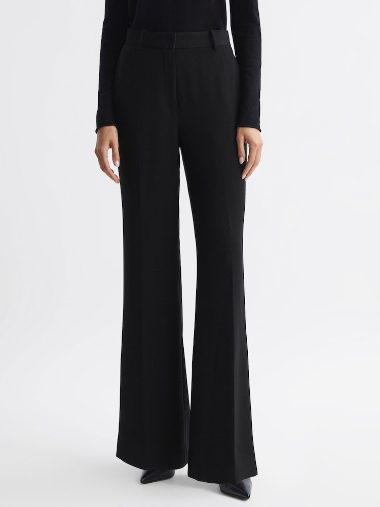 Reiss Black Margeaux Wide Leg Suit Trousers - Image 1 of 4 Reiss Black Margeaux Wide Leg Suit Trousers - Image 1 of 4