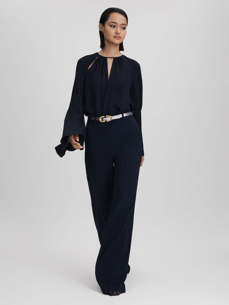 Marineblau - Reiss Margeaux Anzughose mit weitem Bein - Bild 1 von 7