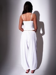South Beach White Seersucker Balloon Trousers - Image 2 of 5