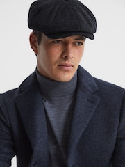 Reiss Navy Arbor Wool Blend Baker Boy Cap - Image 2 of 4