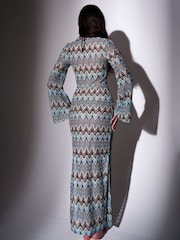 South Beach Blue Crochet Maxi Beach Coverup - Image 2 of 5