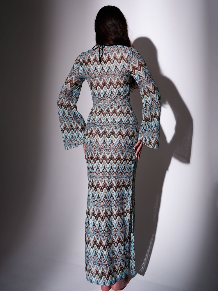 South Beach Blue Crochet Maxi Beach Coverup - Image 2 of 5 South Beach Blue Crochet Maxi Beach Coverup - Image 2 of 5