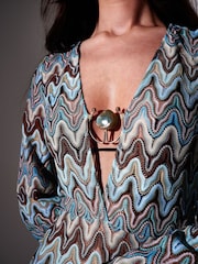 South Beach Blue Crochet Maxi Beach Coverup - Image 4 of 5