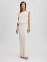 Reiss Ivory Rupa Draped Maxi Dress - Image 1 of 6