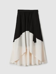 Reiss Black/Cream Emma Colourblock Midi Skirt - Image 2 of 7