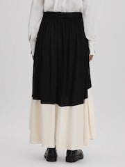 Reiss Black/Cream Emma Colourblock Midi Skirt - Image 5 of 7
