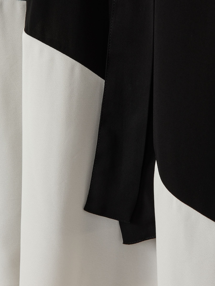 Reiss Black/Cream Emma Colourblock Midi Skirt - Image 7 of 7