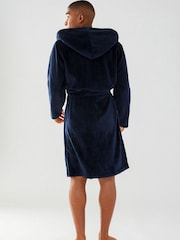 Chelsea Peers Blue Mens Fluffy Hooded Dressing Gown - Image 2 of 6