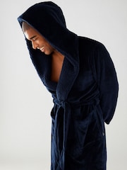 Chelsea Peers Blue Mens Fluffy Hooded Dressing Gown - Image 4 of 6