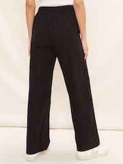 Friends Like These Black Petite Wide Leg Trousers With Linen - Image 2 of 4
