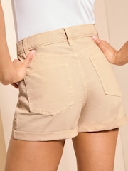Friends Like These Beige Summer Denim Boyfriend Shorts - Image 4 of 4
