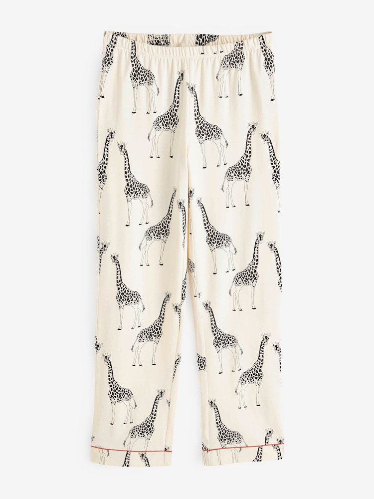 Chelsea Peers Cream Giraffe Button Up Long Pyjama Set - Image 7 of 7