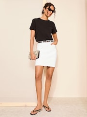 Friends Like These White Raw Hem Denim Mini Skirt - Image 3 of 4