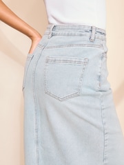 Friends Like These Bleach Blue Denim Split Front Midaxi Skirt - Image 3 of 4