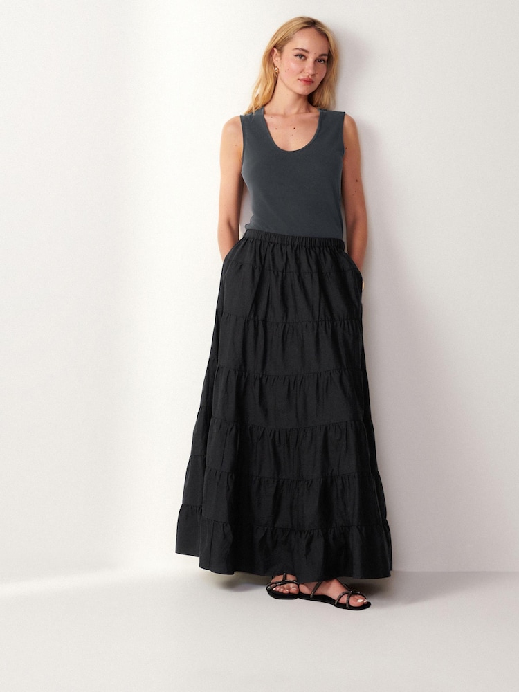 Black Tiered Maxi Skirt - Image 2 of 6