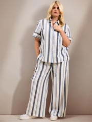 Live Unlimited Blue StrIpe Short Sleeve Linen Shirt - Image 1 of 7
