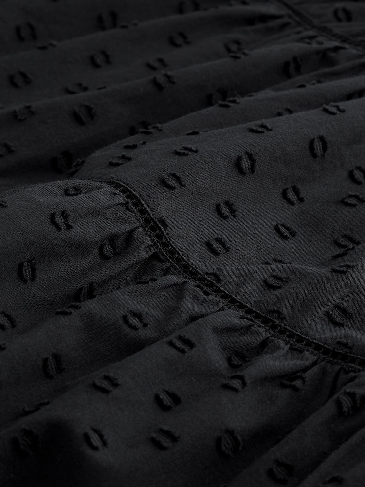 Schwarz - 100% Trägerkleid aus Baumwolle mit Dobby-Struktur - Bild 8 von 8 Schwarz - 100% Trägerkleid aus Baumwolle mit Dobby-Struktur - Bild 8 von 8