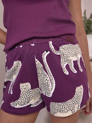 Purple 100% Cotton Scion At Rib Vest Shorts Set - Image 4 of 8