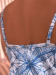 طبعة تيل أزرق/أبيض - قطعة علوية تانكيني Blouson - صورة 5 من 5
