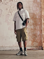 Grey EDIT Seersucker Short Sleeve Shirt With Zip - Image 2 of 8