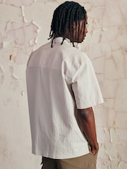 Grey EDIT Seersucker Short Sleeve Shirt With Zip - Image 3 of 8