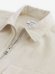 Grey EDIT Seersucker Short Sleeve Shirt With Zip - Image 7 of 8