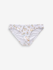 Weiß mit Streublümchen - Gesmokte Bikinihose mit hohem Beinausschnitt - Bild 6 von 6