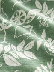 Green Floral Print Short Sleeve Tie Neck Bardot Blouse - Image 5 of 6