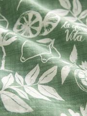 Green Floral Print Short Sleeve Tie Neck Bardot Blouse - Image 6 of 6