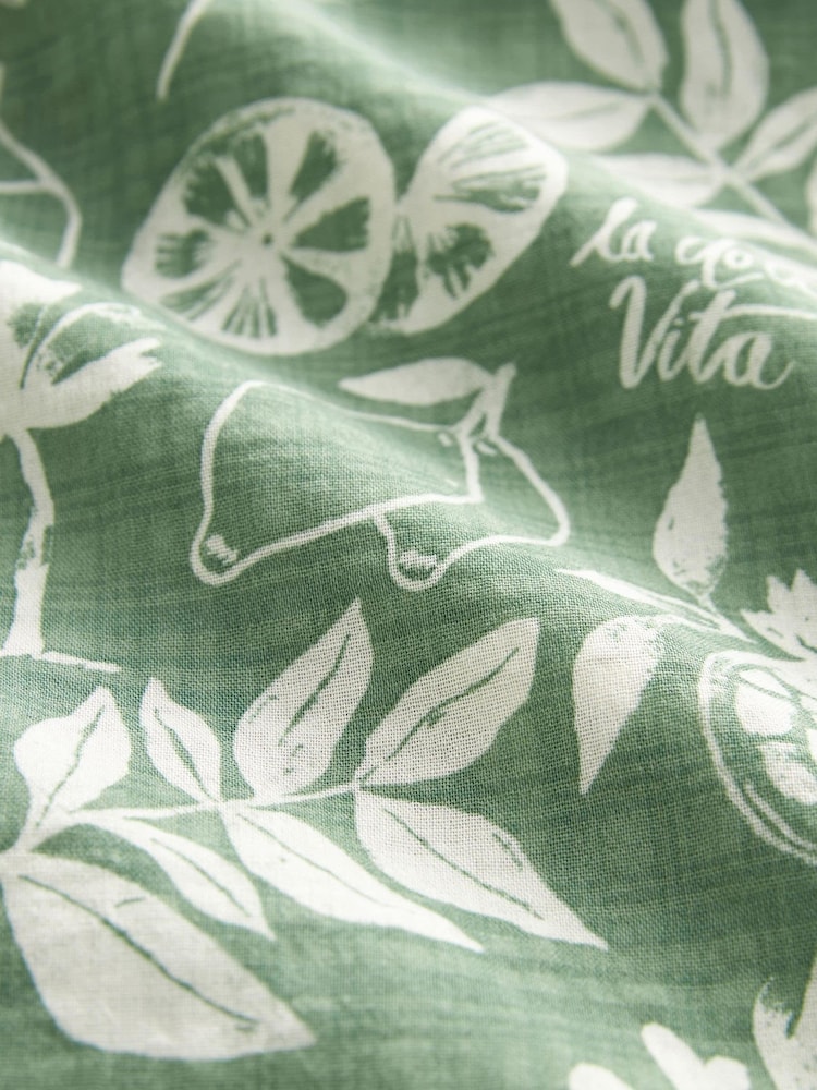 Green Floral Print Short Sleeve Tie Neck Bardot Blouse - Image 6 of 6