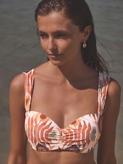 Brown Aztec Shaping Padded Wired Bandeau Bikini Top - Image 1 of 5
