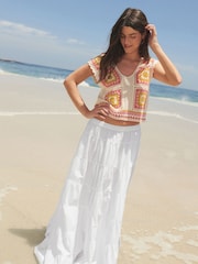 White Tiered Maxi Skirt - Image 1 of 6