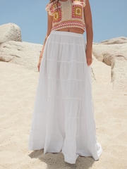 White Tiered Maxi Skirt - Image 2 of 6