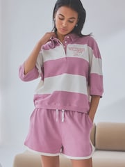 self. Pink 100% Cotton Stripe Short Loungewear Set - Image 2 of 6
