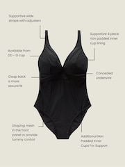 Negro - Bañador escotado con aros y efecto reductor del vientre para copas DD+ - Imagen 4 de 6