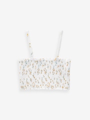 White Ditsy Floral Shirred Bandeau Bikini Top - Image 6 of 6