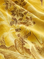 Ochre Yellow Leaf Gathered Short Sleeve Textured Boxy T-Shirt - Image 6 of 6