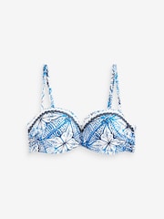 Blue/White Tile Shaping Wired Bandeau Bikini Top - Image 5 of 5